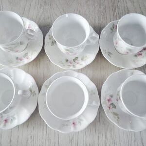 RARE! VINTAGE LIKE NEW 6 SETS Gustavsberg Cup & Saucer -Benporslin- 1980s Sweden